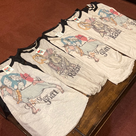 NWT Peace Love & Shown Rabbit/Goat - Baseball style Tee - XS, S, M, L (ABBA) - Picture 10 of 14